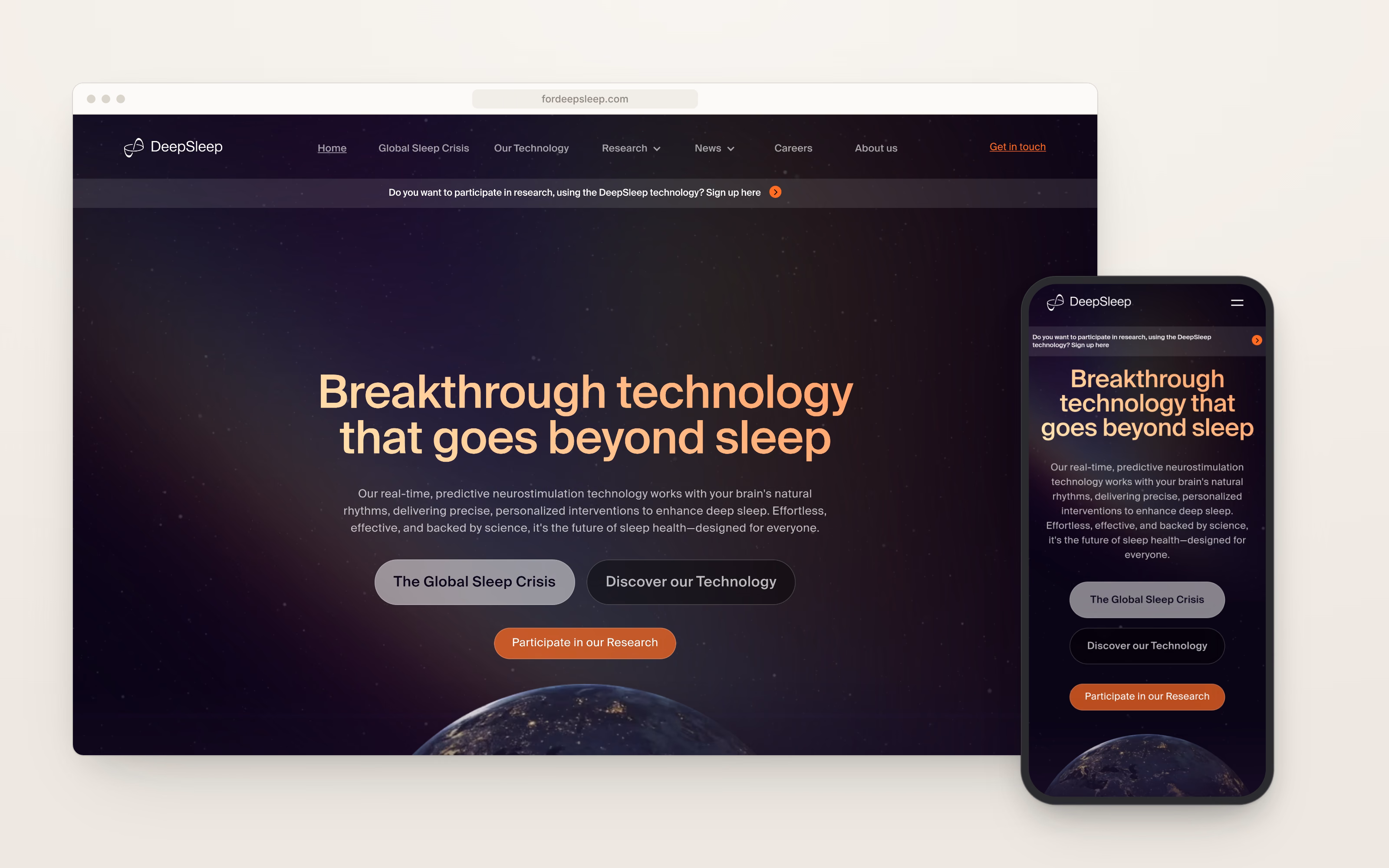 Website van Deep Sleep